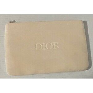 CHRISTIAN DIOR Makeup/Perfume Bag - Pouch Novelty Velvet Velour Cream zipper